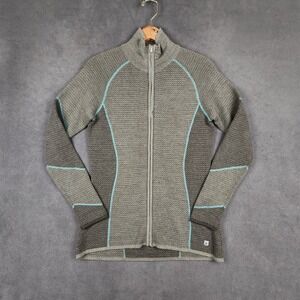 Smartwool Alamosa Sweater Jacket Womens Small Gray Brown Merino Wool Full Zip